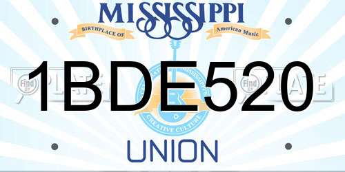 1BDE520 Mississippi License Plate