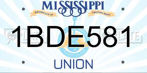 1BDE581 Mississippi License Plate