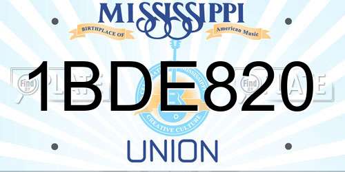 1BDE820 Mississippi License Plate
