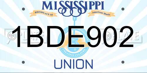 1BDE902 Mississippi License Plate