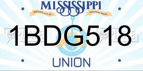 1BDG518 Mississippi License Plate