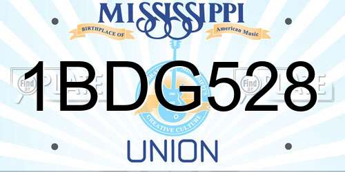 1BDG528 Mississippi License Plate