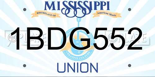 1BDG552 Mississippi License Plate