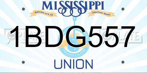 1BDG557 Mississippi License Plate