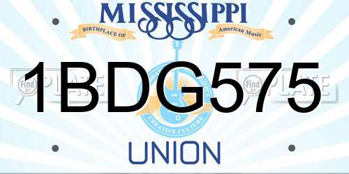 1BDG575 Mississippi License Plate