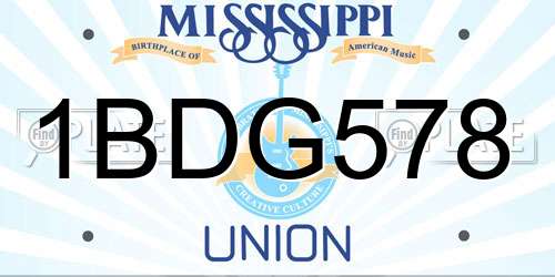 1BDG578 Mississippi License Plate