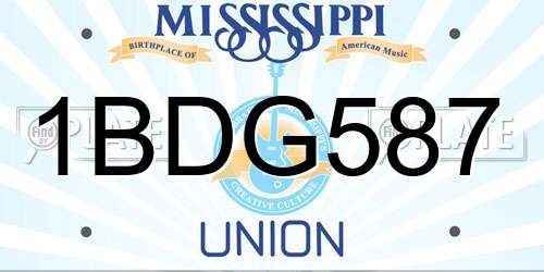 1BDG587 Mississippi License Plate