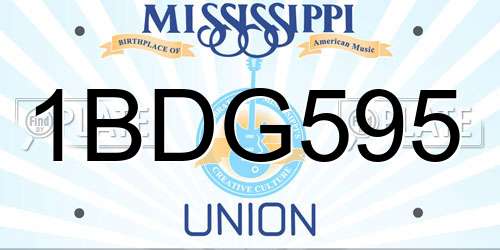 1BDG595 Mississippi License Plate