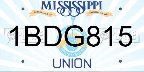1BDG815 Mississippi License Plate
