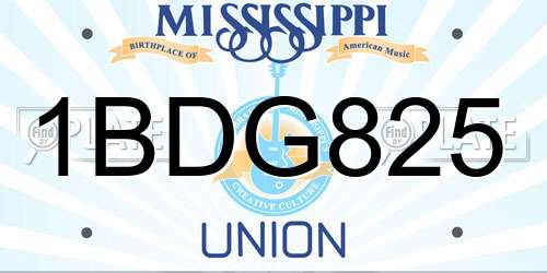 1BDG825 Mississippi License Plate
