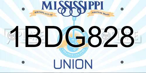 1BDG828 Mississippi License Plate