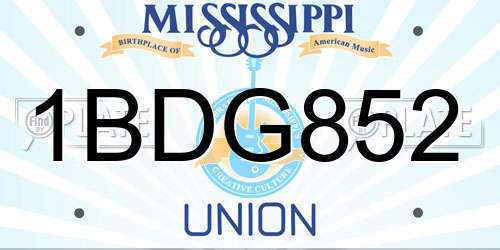 1BDG852 Mississippi License Plate