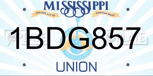 1BDG857 Mississippi License Plate