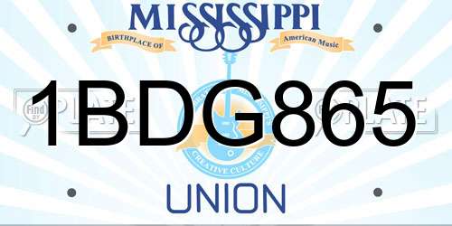 1BDG865 Mississippi License Plate