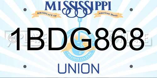1BDG868 Mississippi License Plate