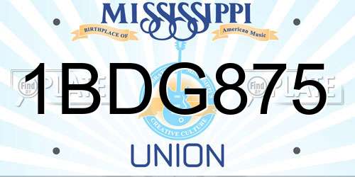 1BDG875 Mississippi License Plate