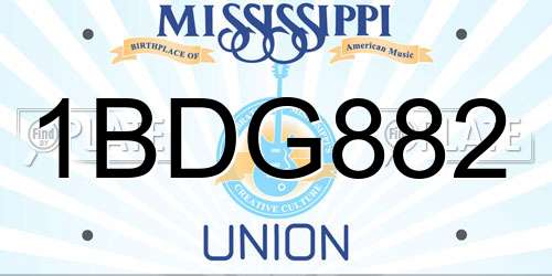 1BDG882 Mississippi License Plate