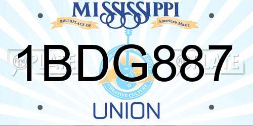 1BDG887 Mississippi License Plate