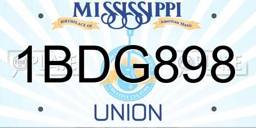 1BDG898 Mississippi License Plate