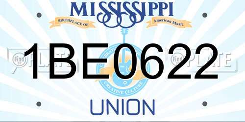 1BE0622 Mississippi License Plate