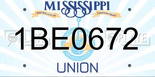 1BE0672 Mississippi License Plate