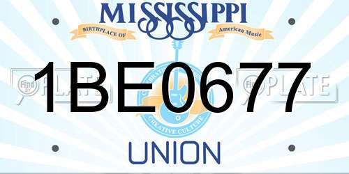 1BE0677 Mississippi License Plate