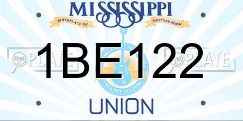 1BE122 Mississippi License Plate