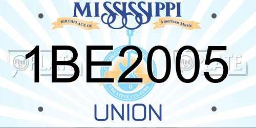1BE2005 Mississippi License Plate
