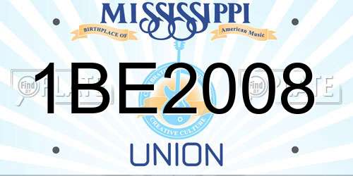 1BE2008 Mississippi License Plate
