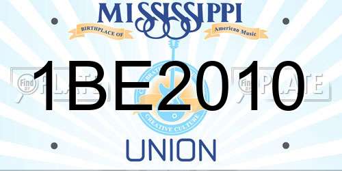 1BE2010 Mississippi License Plate