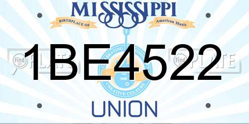 1BE4522 Mississippi License Plate