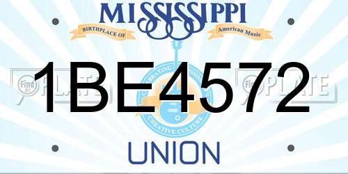 1BE4572 Mississippi License Plate
