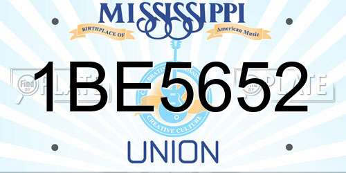 1BE5652 Mississippi License Plate