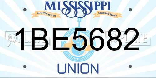 1BE5682 Mississippi License Plate