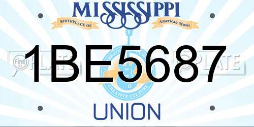1BE5687 Mississippi License Plate