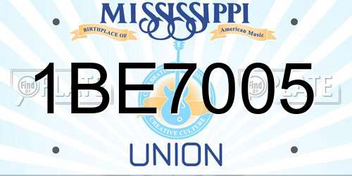 1BE7005 Mississippi License Plate