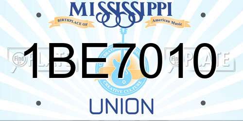 1BE7010 Mississippi License Plate