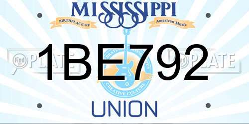 1BE792 Mississippi License Plate