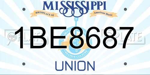 1BE8687 Mississippi License Plate