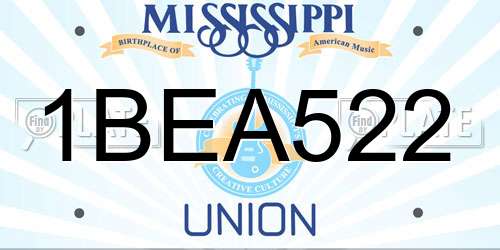 1BEA522 Mississippi License Plate