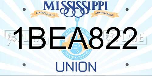 1BEA822 Mississippi License Plate