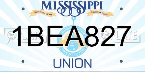 1BEA827 Mississippi License Plate