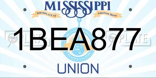 1BEA877 Mississippi License Plate
