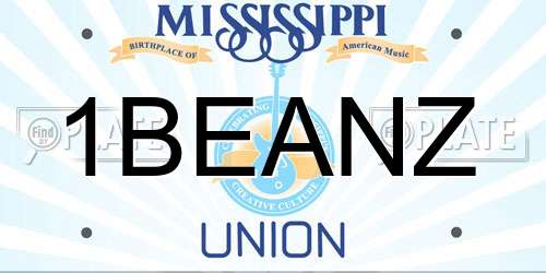1BEANZ Mississippi License Plate
