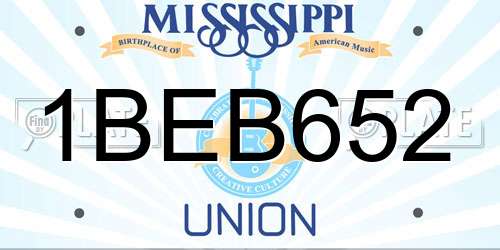 1BEB652 Mississippi License Plate