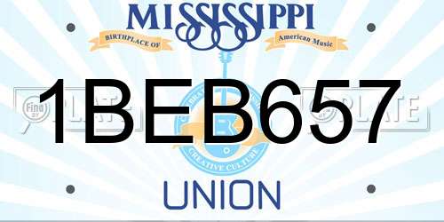 1BEB657 Mississippi License Plate