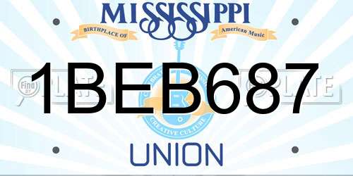 1BEB687 Mississippi License Plate