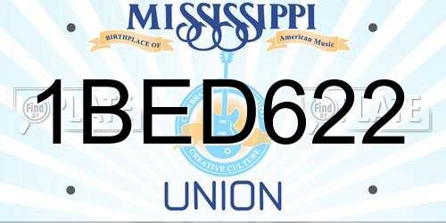 1BED622 Mississippi License Plate