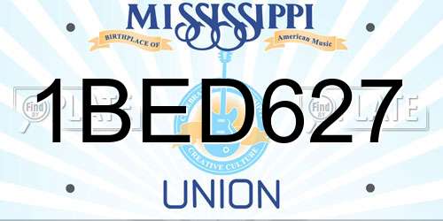 1BED627 Mississippi License Plate