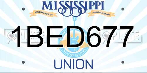 1BED677 Mississippi License Plate